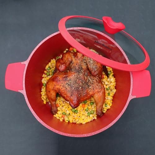 Lorren Home Trends 14-Piece Die-Cast Aluminum Cookware Set, Red