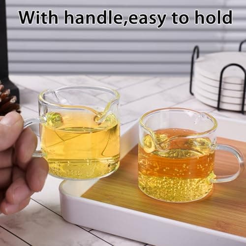 2 Pack Clear Glass Espresso Cups & Spouts, 4 oz Handle Included
