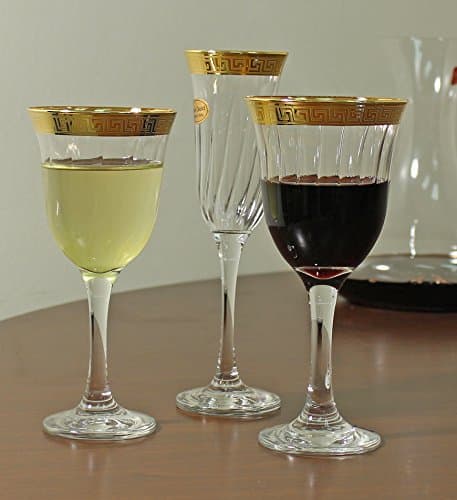 Lorren Home Trends Gold Band Venetian Design Red Wine Glasses (Set of 6)