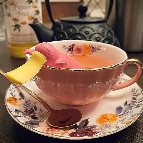 ONEUSTAR 8 Oz Bone China Tea Cup and Saucer Set for Mom Birthday Party Gifts