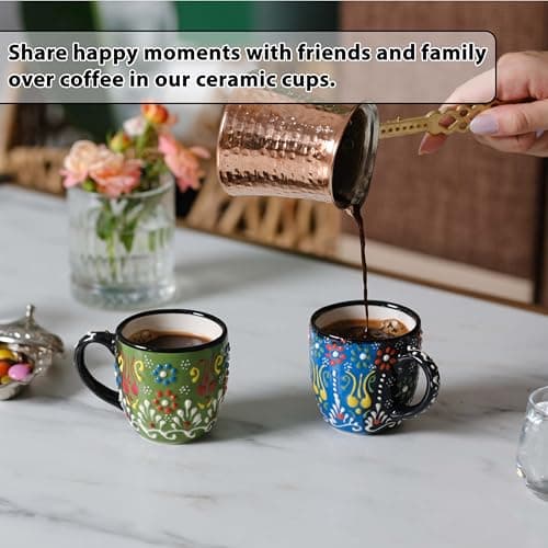 Modern Stackable Ceramic Espresso Cup Set (Green/Blue)