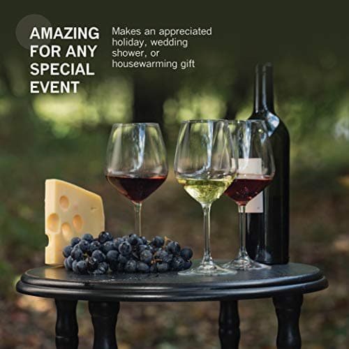 Bormioli Rocco 18oz Red Wine Glasses, Crystal Star Glass, Laser Cut Rim, Elegant Party Sets (Set of 4)