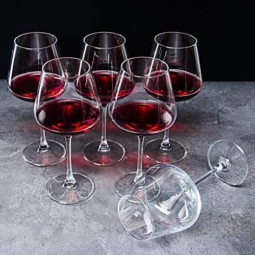 Large Burgundy Wine Glasses Set of 6, 20 oz, Perfect for Wine Tasting, Dinner Parties, Weddings, Birthdays