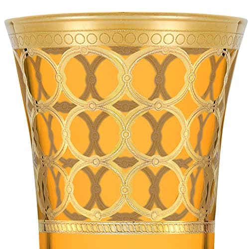 Lorren Home Trends Amber Champagne Flutes with Gold Rings, Set of 4
