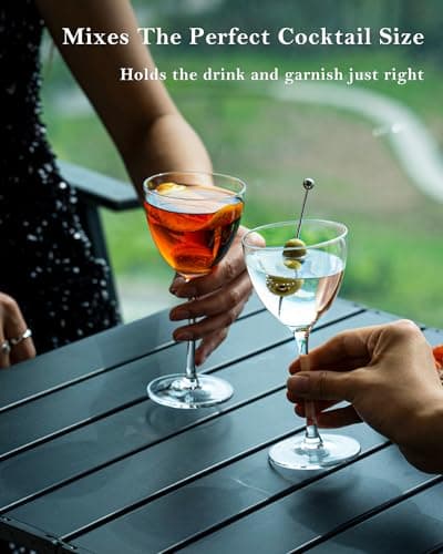 Nick and Nora Lead-Free Hand Blown Coupe Cocktail Glasses, 5.8Oz Set of 4
