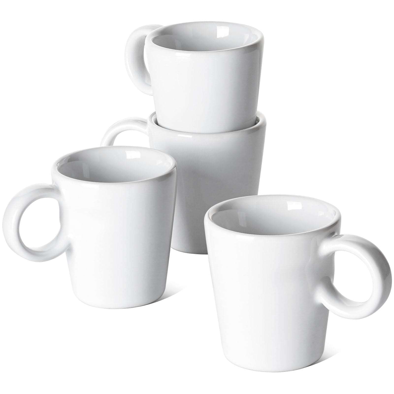 LE TAUCI 3 oz Espresso Cups, White Set of 4, Stackable Mini Mug Perfect for Home or Office