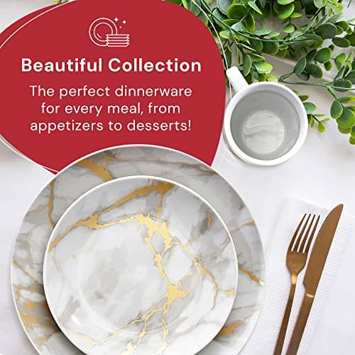 Safdie & Co. Gold Marble 16-Piece Dinnerware Indoor/Outdoor Sets