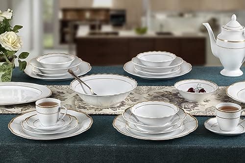Lorren Home Trends Gloria-57 Dinnerware Set for Entertaining