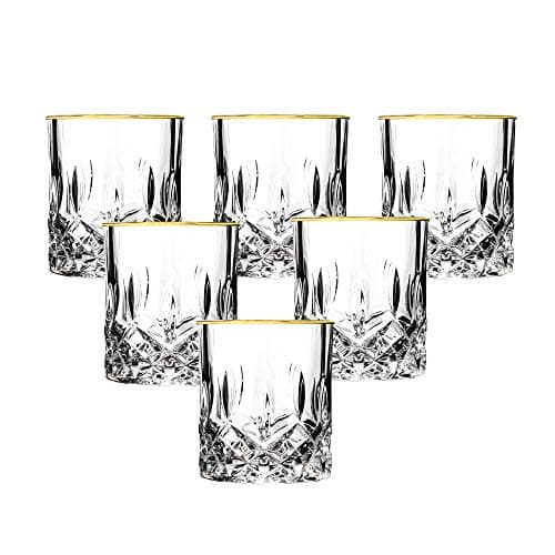 Lorren Home Trends Siena Collection Gold Trimmed 4-Piece Shot Glass Set