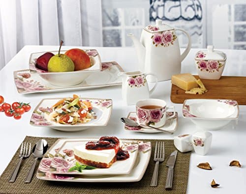 Lorenzo Multicolor 57 Piece Elegant Bone China Dinnerware Set for 8