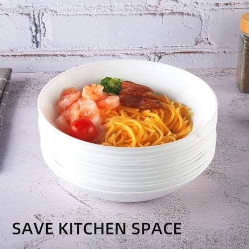 12-Piece Tempered Glass Pasta Bowls Set, 7-4/5 Inch Round
