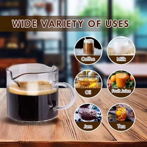 2 Pack Clear Glass Espresso Cups & Spouts, 4 oz Handle Included