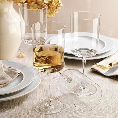 Square Crystal Wine Glass Set - 16 oz, Gift Packaged