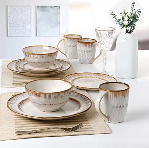 Revised title: Lorren Home Trends 16-Piece Stoneware Set in Mocca Swirl