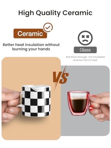 Ceramic Espresso Cups, 5 oz Double Spouts, Perfect for Espresso Machines