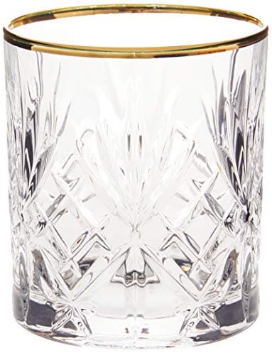 Crystal Flute Glasses with Gold Band Design, Set of 4 by Lorren Home Trends — Double Old Fashion