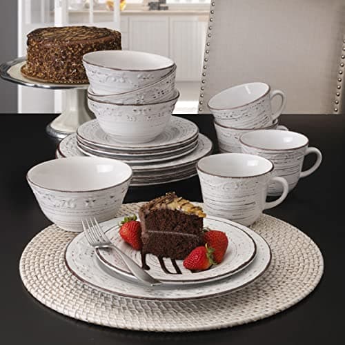 Pfaltzgraff Trellis White 16-Piece Dinnerware Set for 4