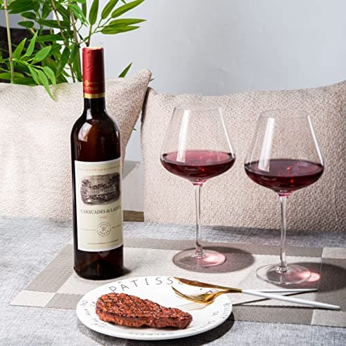 Hand Blown Red Wine Glasses Set of 4 – Premium Crystal, 23 oz, Long Stem – Unique Gift