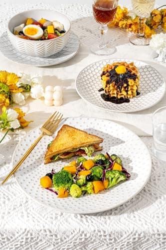 12-Piece Elegant Stoneware Dinnerware Set for 4, Microwave & Dishwasher Safe