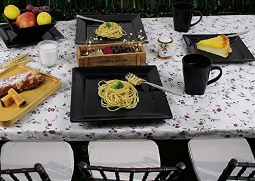 Lorren Home Trends 16-Piece Black Stoneware Dinnerware Set