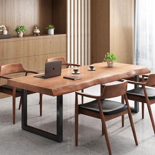 55-62 Inches Modern Farmhouse Solid Wood Desk/Dining Table, Easy to Assemble, Supports 2-8 People