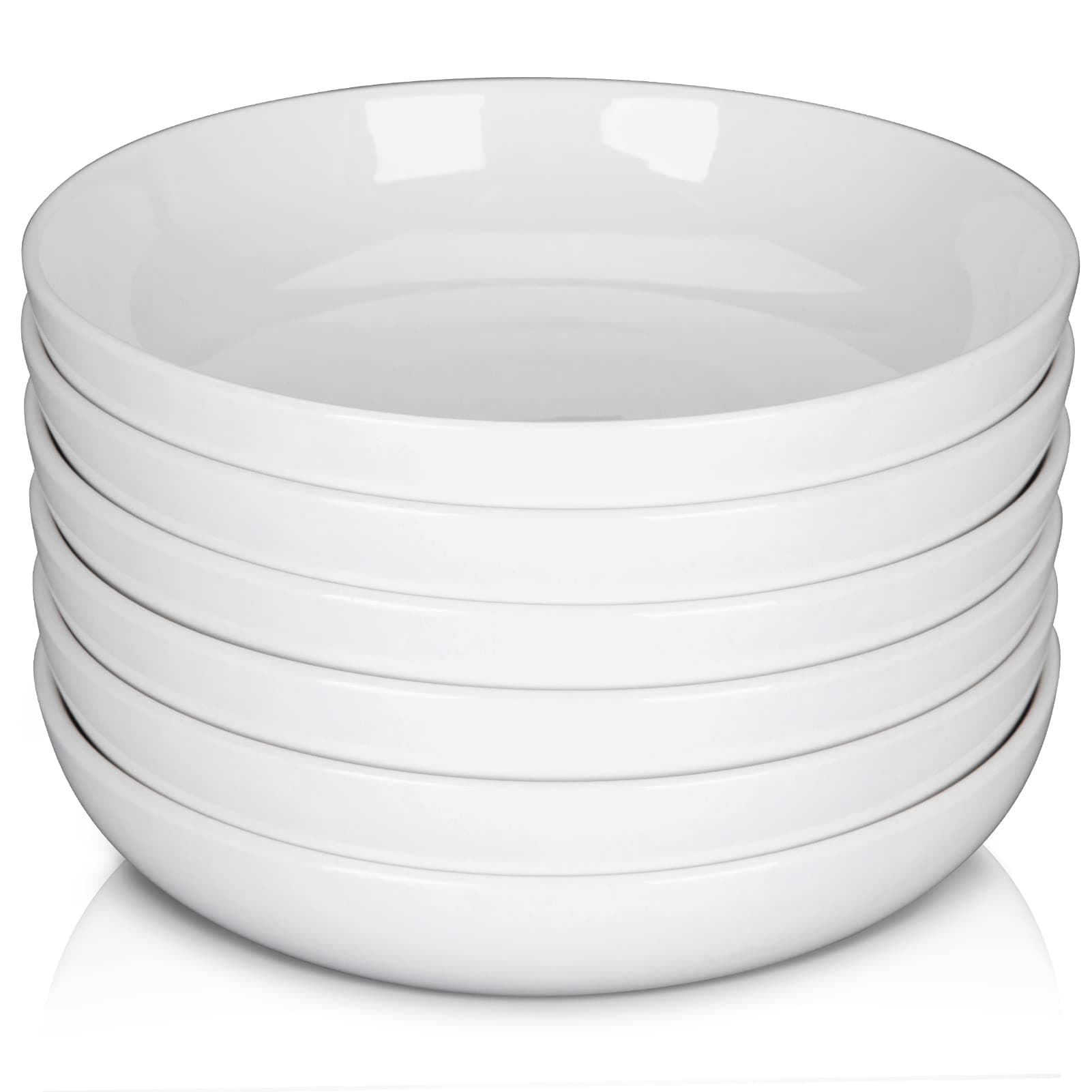 6 Pack Ceramic Pasta Bowls Set White Dishwasher Safe Salad Bowls