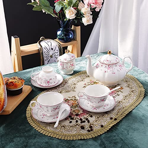 Vintage Porcelain Tea Set for Women - Tea Party Set for 6