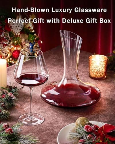 JBHO Lead-Free Crystal Burgundy Wine Glasses - Set of 4, 21 oz