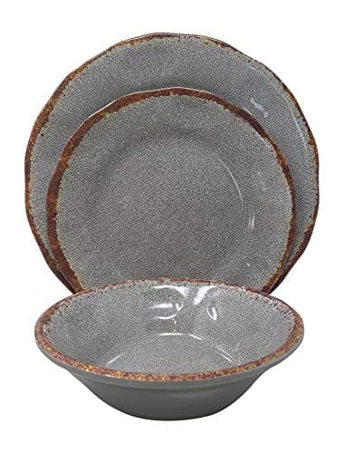 Gianna's 12-Piece Rustic Farmhouse Dinnerware Set (Gray)