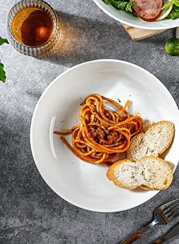 Onniyor 32 Ounce Microwave & Dishwasher Safe Pasta Bowl Set, White