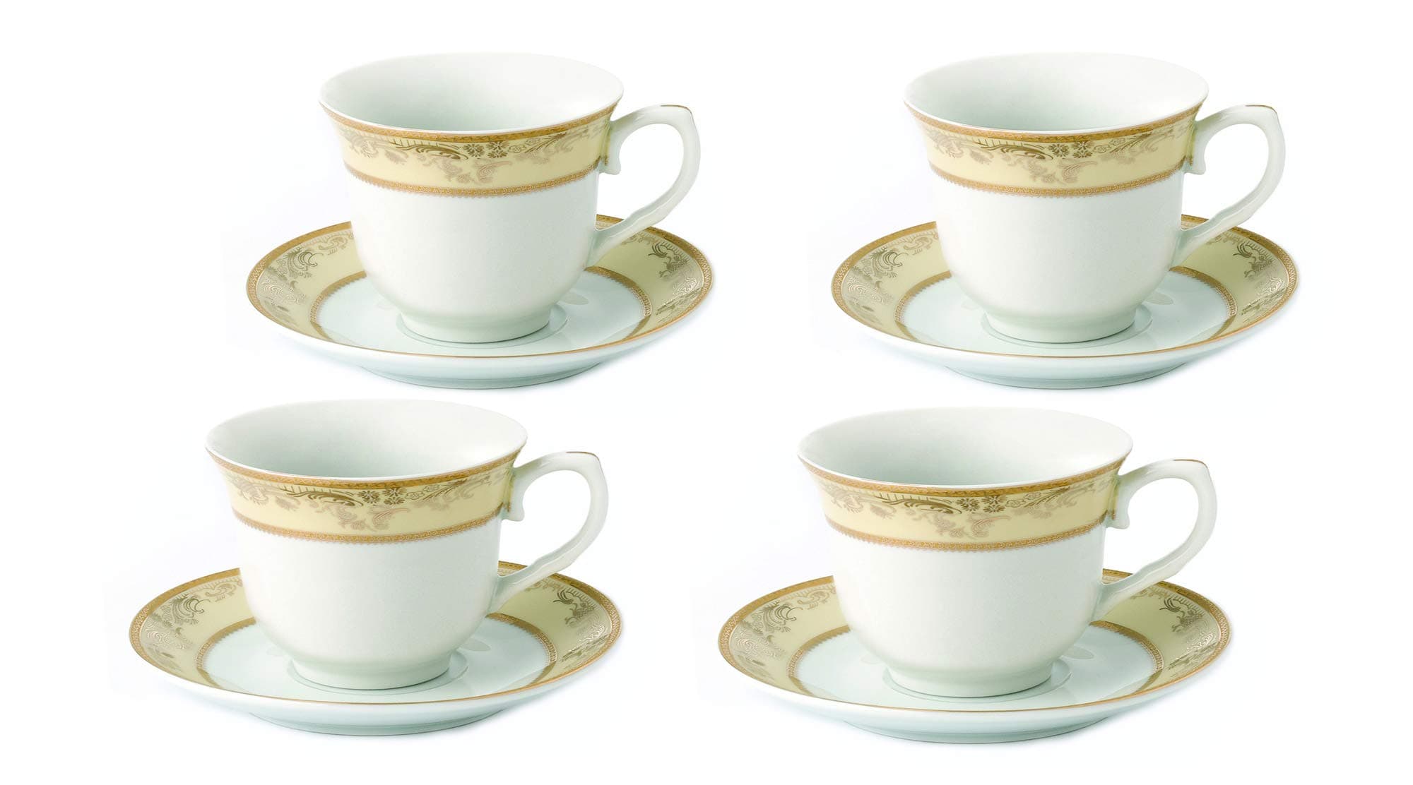Lorren Home Trends Chloe 4 Cups and Saucers Gold