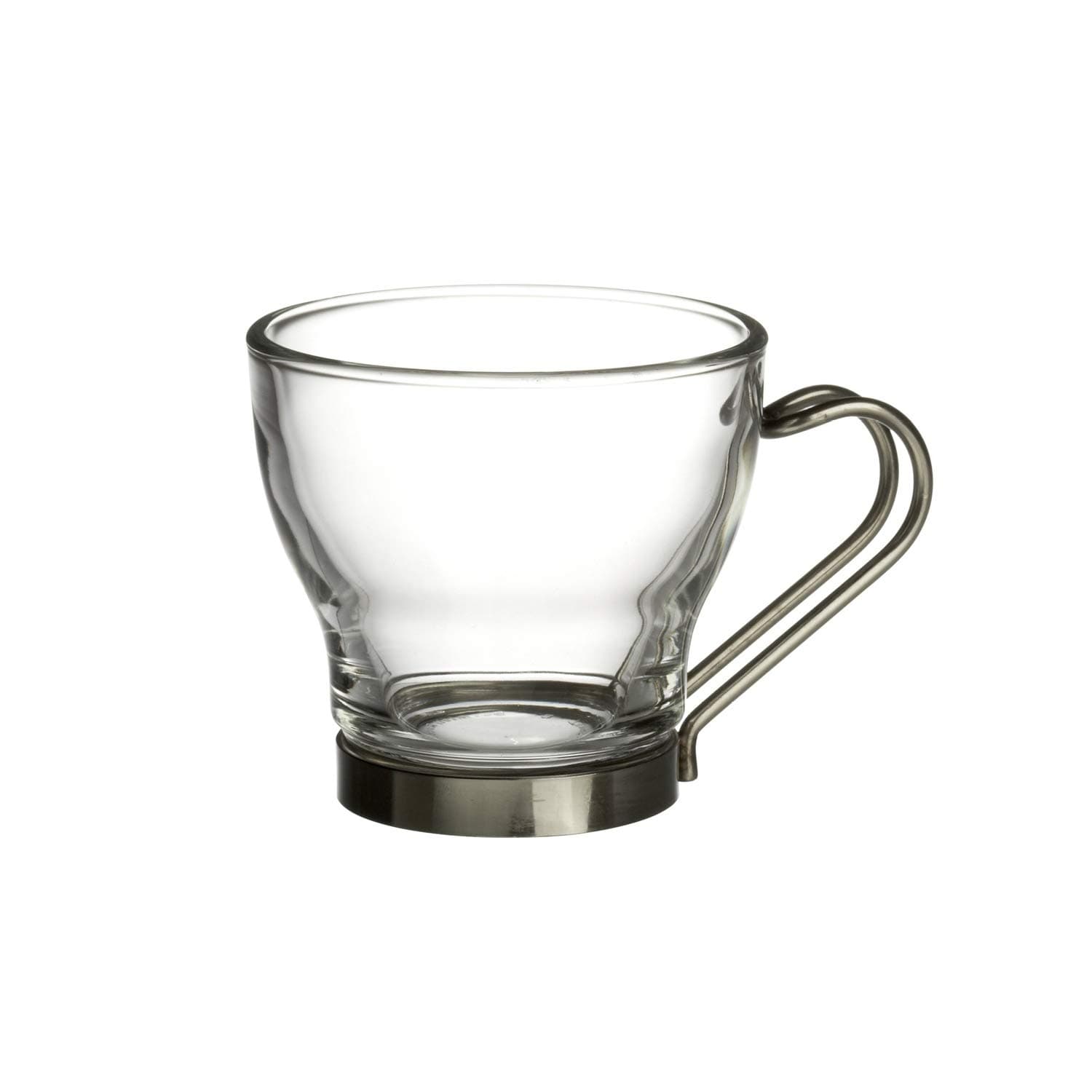 Set of 4 Bormioli Rocco Verdi Espresso Cups with Stainless Steel Handle, 3.5 oz, Gift Boxed