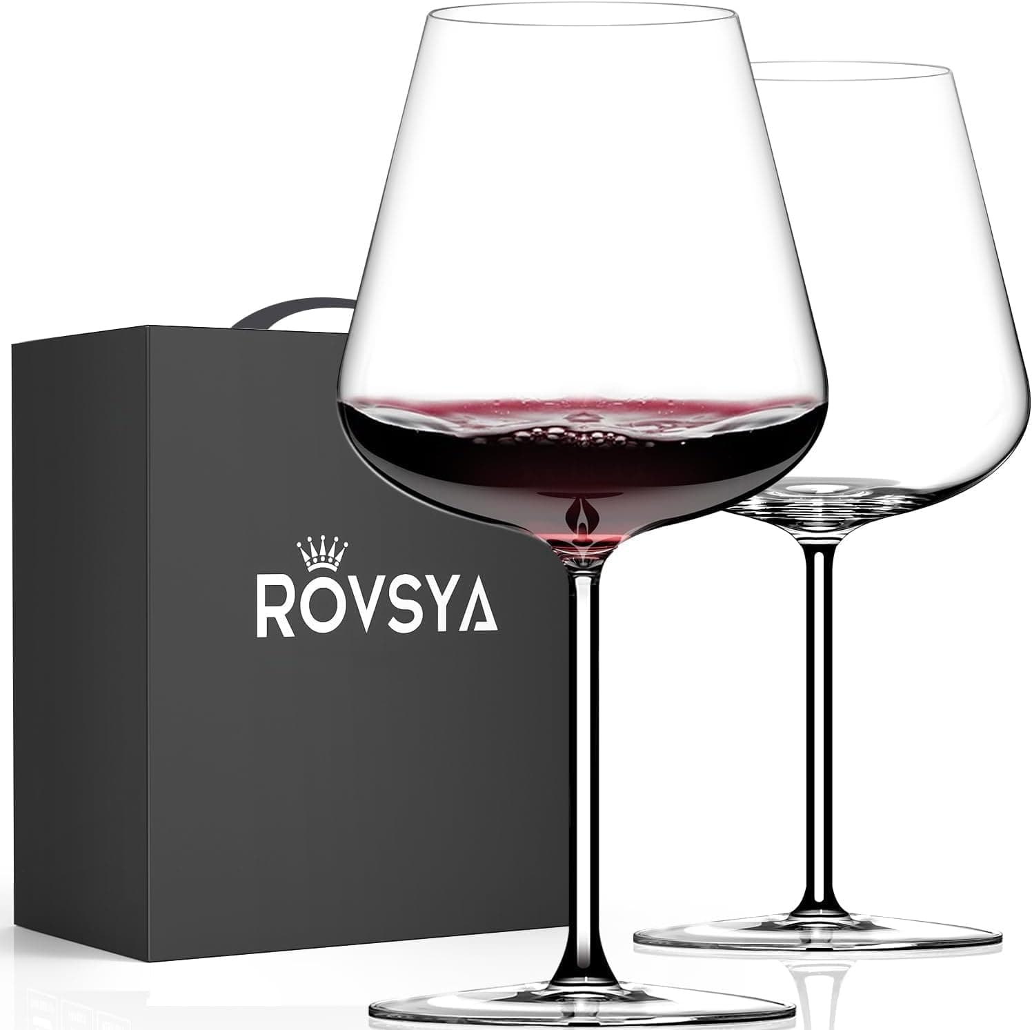 OJA Large Red Wine Glasses, Hand Blown Crystal, Gift Packaging