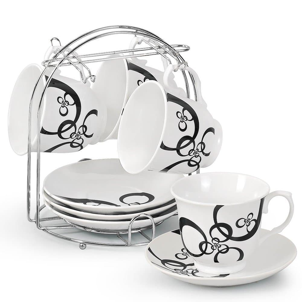 Lorren Home Trends 5-Piece Tea/Coffee Set, Black