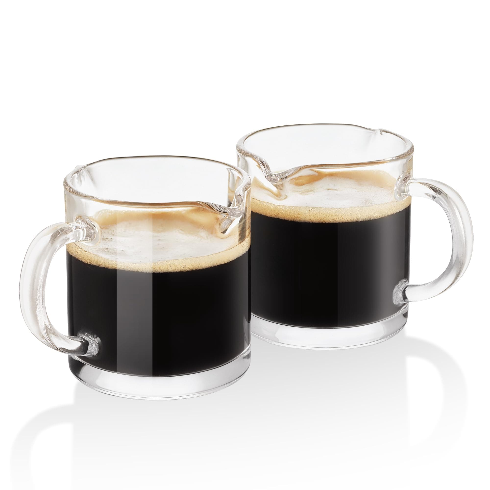 Set of 2 Espresso Cups with Double Spouts, 4oz Glass Milk Cup for Espresso Machine