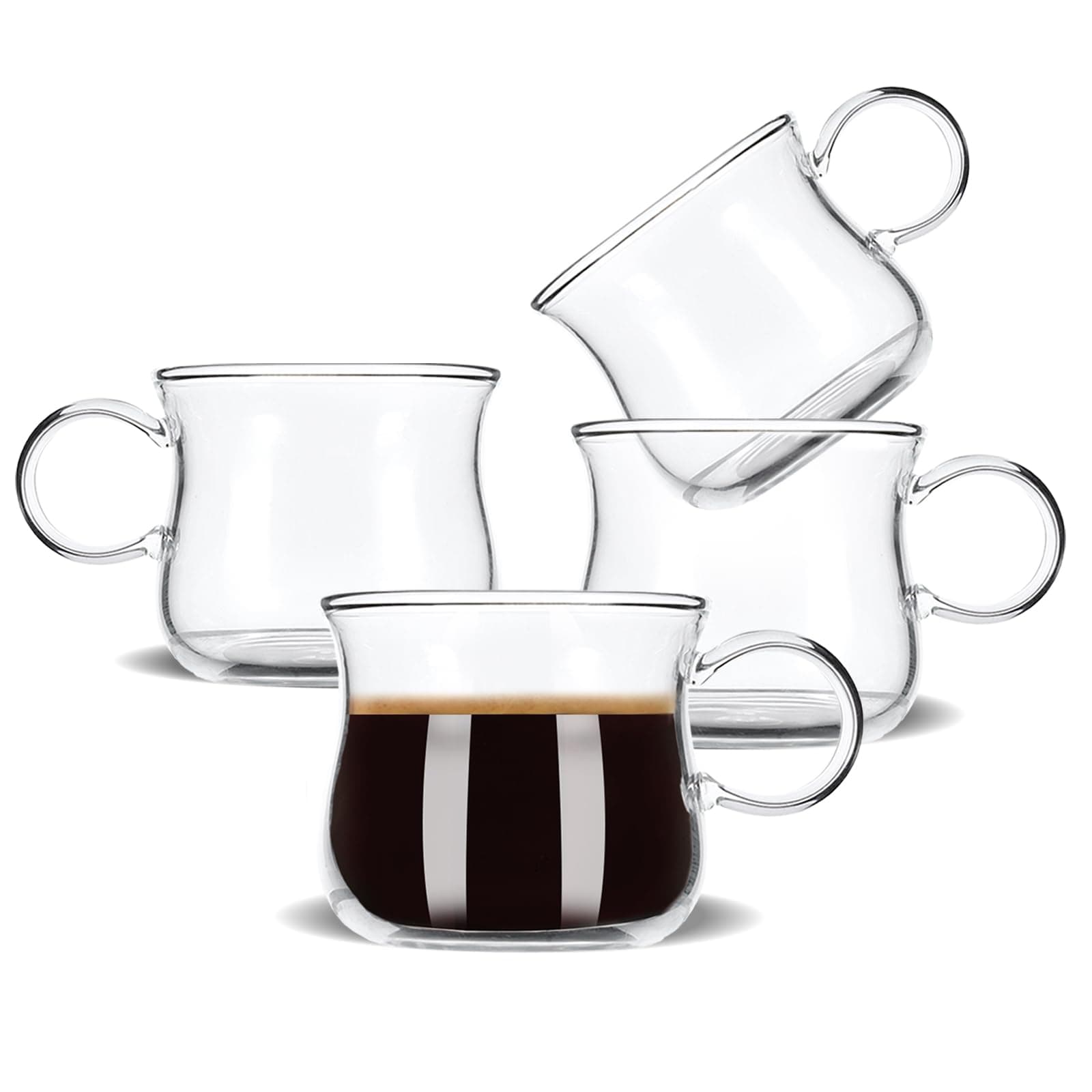 4-Piece Clear Espresso Cup Set, 5 Ounces, Machine Accessories