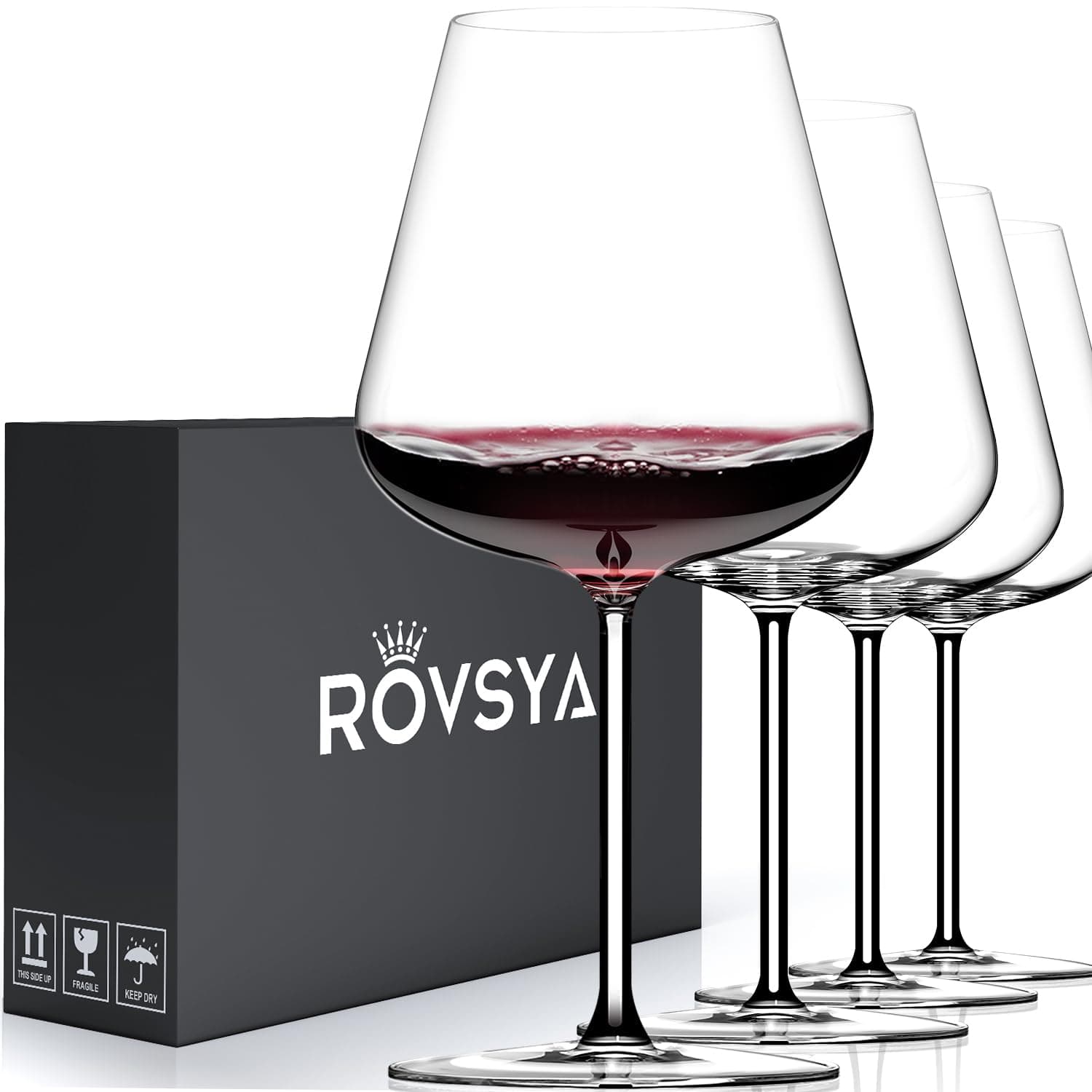 Handblown Crystal 28oz Red Wine Glasses Set of 4, Ideal for Christmas, Weddings, Birthdays