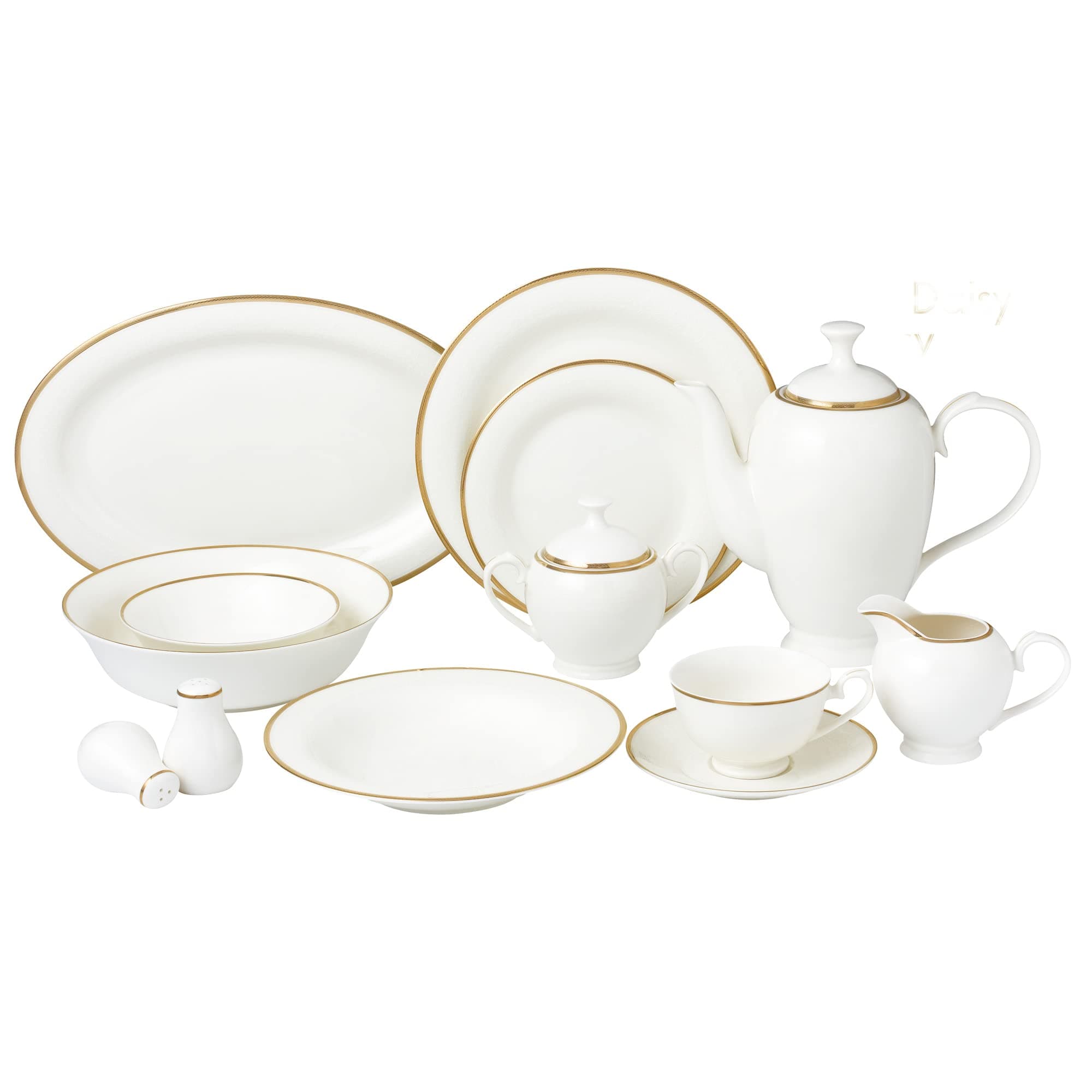 Lorren Home Trends Daisy-57 Bone China Dinnerware Set for 8