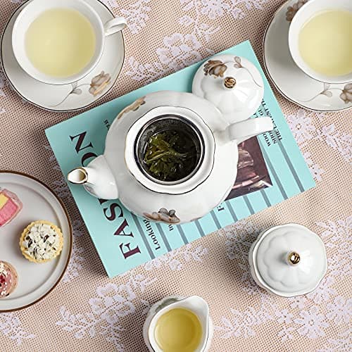 22-Piece Porcelain Tea Set for 6, Gift for Tea or Coffee Lovers, Wedding, Birthday