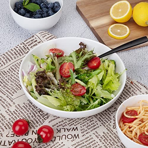 6 Pack Ceramic Pasta Bowls Set White Dishwasher Safe Salad Bowls