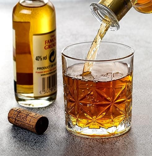 Lorren Home Trends Textured Cut Glass 11 Oz Double Old Fashion Drinking Glass, Set of 6
