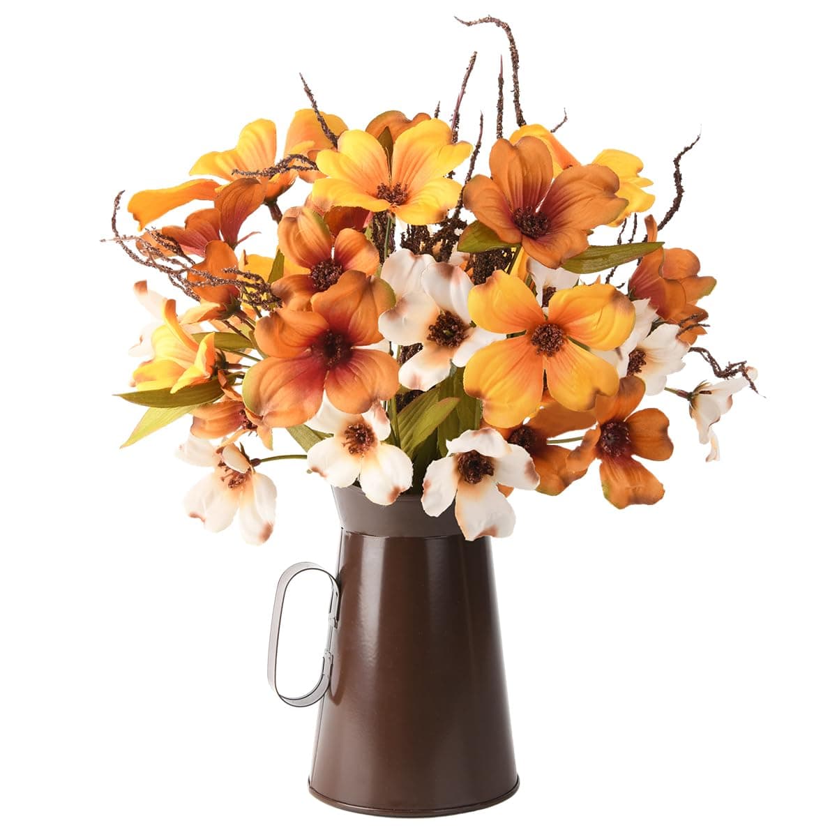 Artificial Silk Flowers with Vase for Home Office and Dining Table