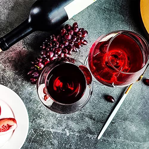 6-Piece 19.5 oz Clear Glass Wine Set, Durable Large Stem Concave Bowl