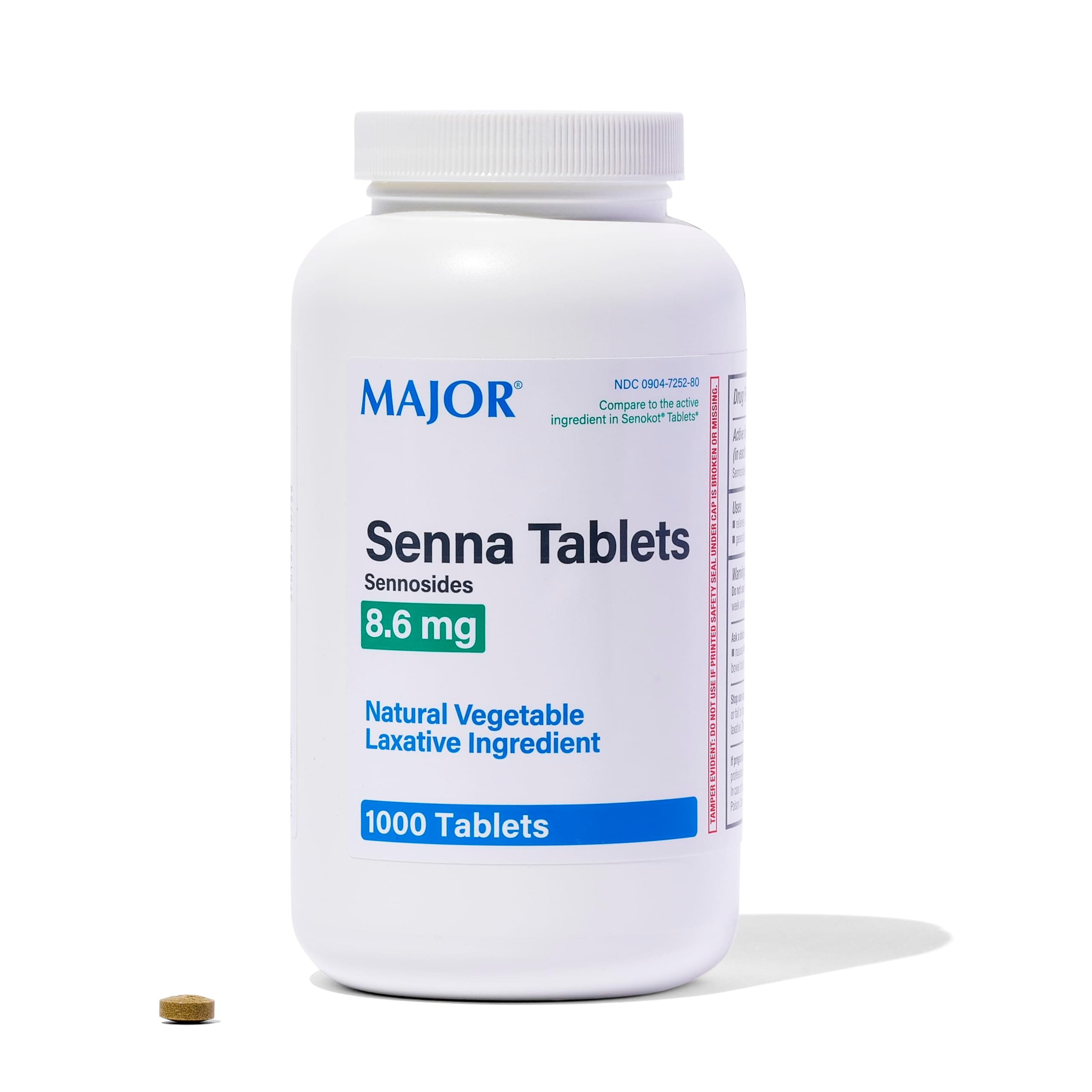 Senna 8.6 mg Natural Vegetable Laxative 1000 Tablets by MAJOR PHARMACEUTICALS (Revised Version)