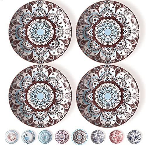 Artena Bohemia Porcelain Pasta Bowls Set of 4, 26oz, 8 Inch, Brown