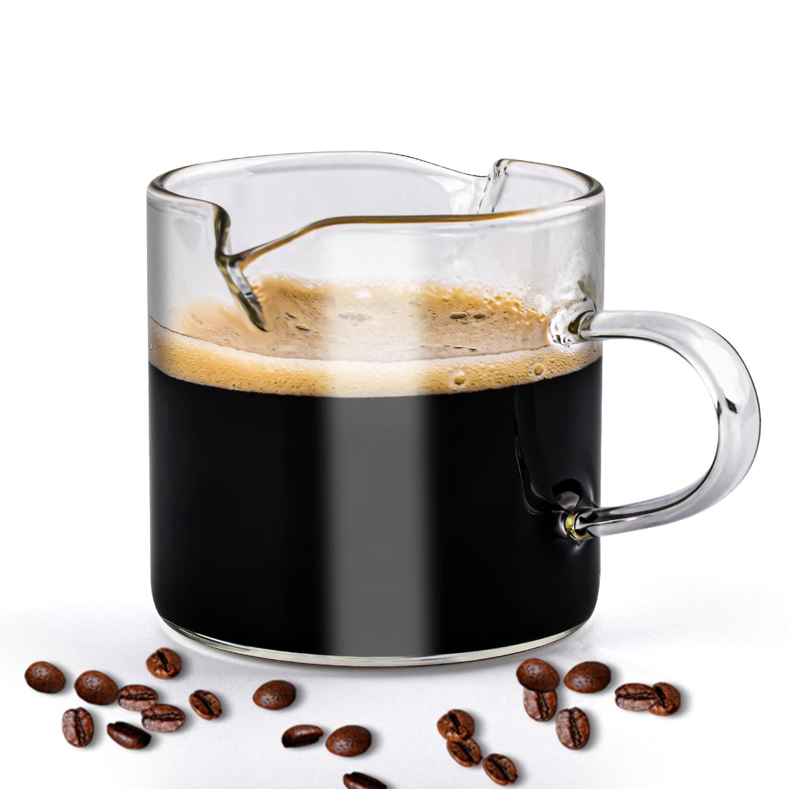 4OZ Double Spout Espresso Cup, Glass Handle Mini Milk Cup Accessories
