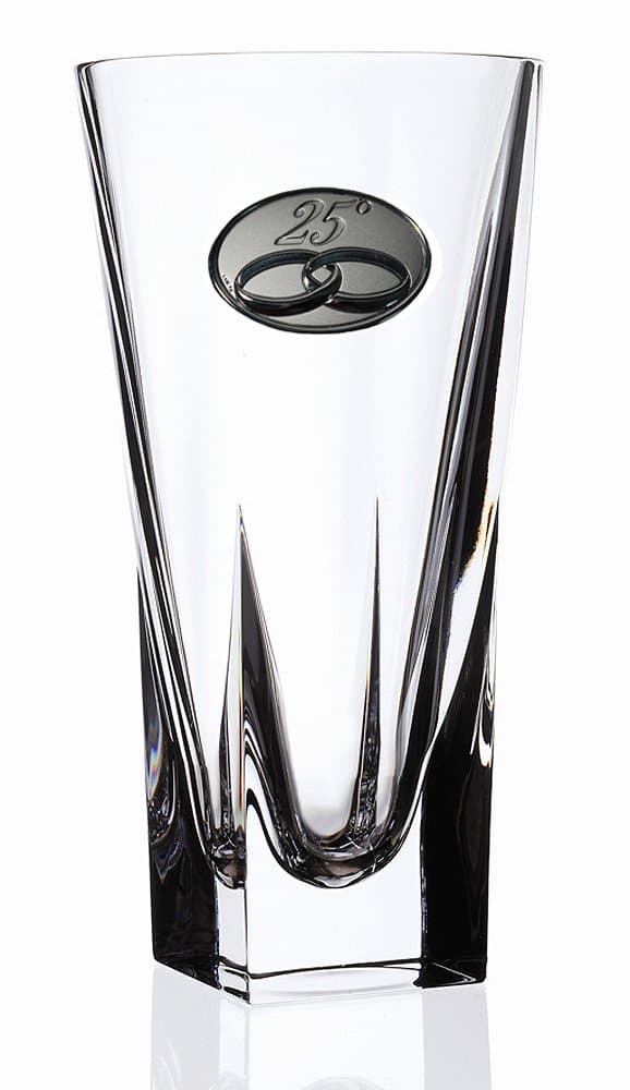 Rcr Crystal Fusion Large Vase with Italian Silver Decal