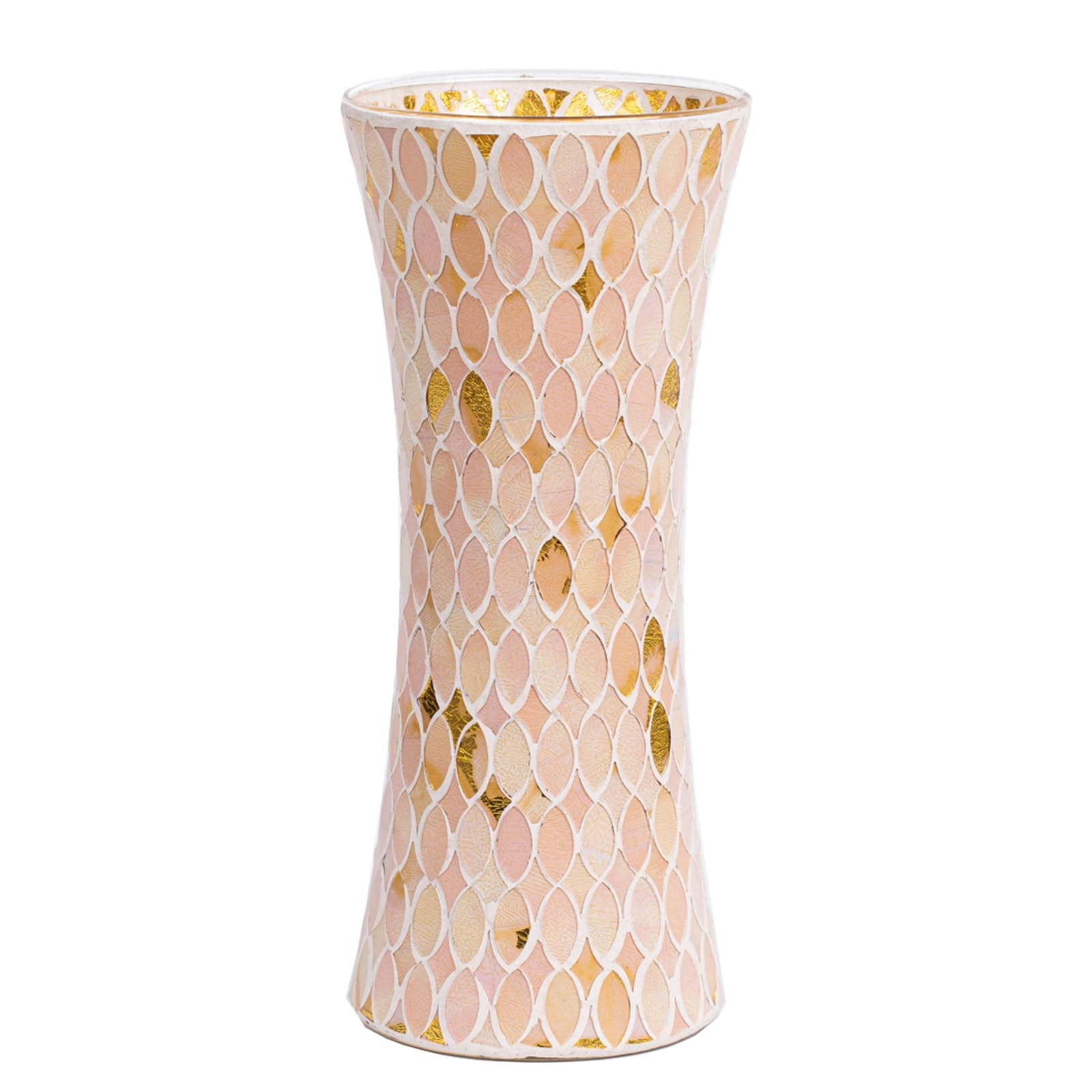 Mosaic Pink Glass Flower Vase, Large Living Room & Kitchen Decor