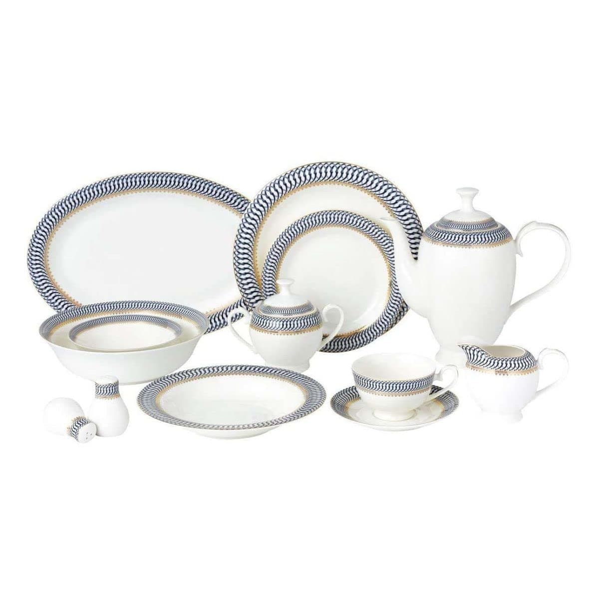 Lorren Home Trends Sapphire 57-Piece Dinnerware Set - Service for 8 - Multicolor