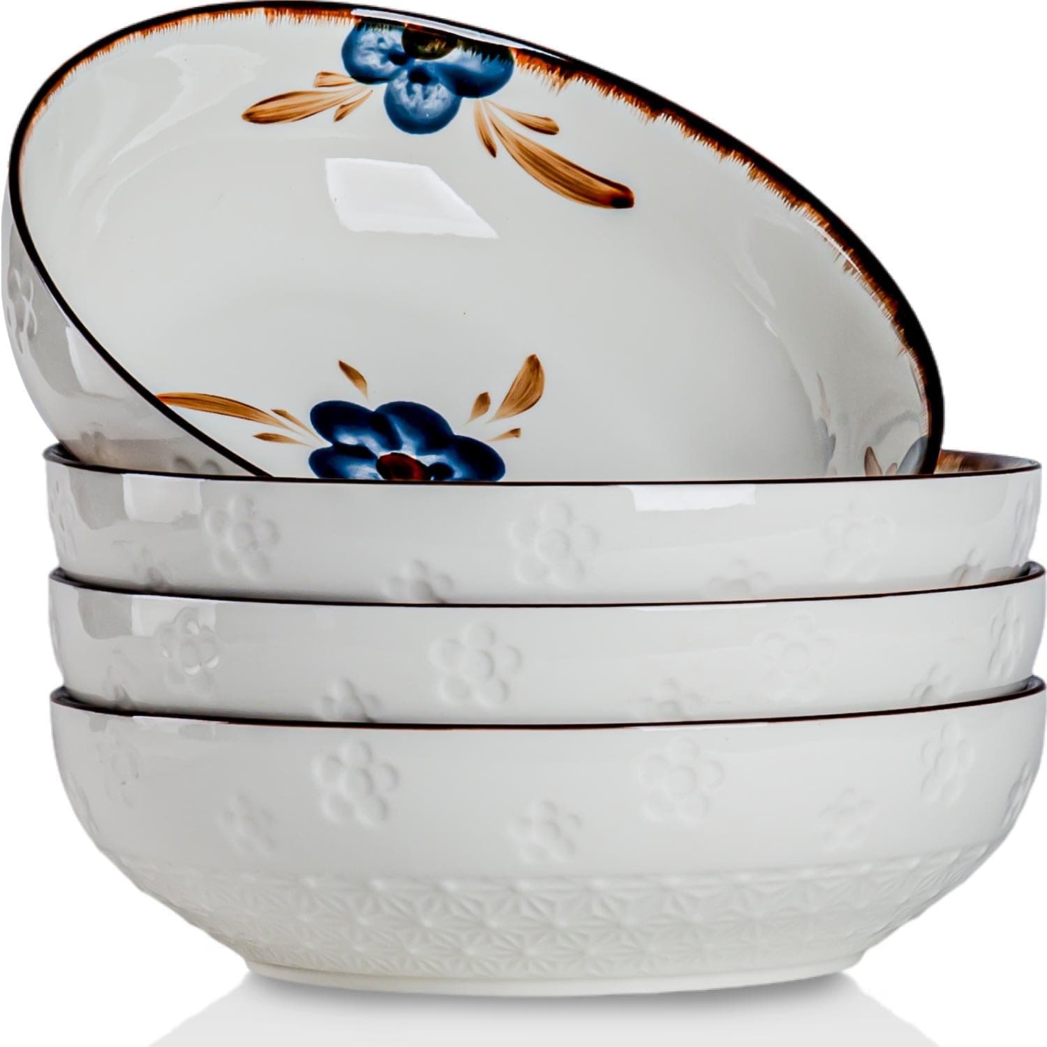Qinlang 55 OZ Salad & Soup Bowls Set - Microwave Safe, Large Kitchen Serveware
